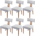 RIVOVA Linen Dining Chairs Set of 6, Modern Dining Chair with Wood Legs, Upholstered Dining Chairs for Dining Room, Kitchen, Van