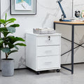 OFCASA Mobile File Cabinet with 3 Drawers Lockable Office Rolling Cabinet with Wheels White Industrial Wood Storage Filing Cabin
