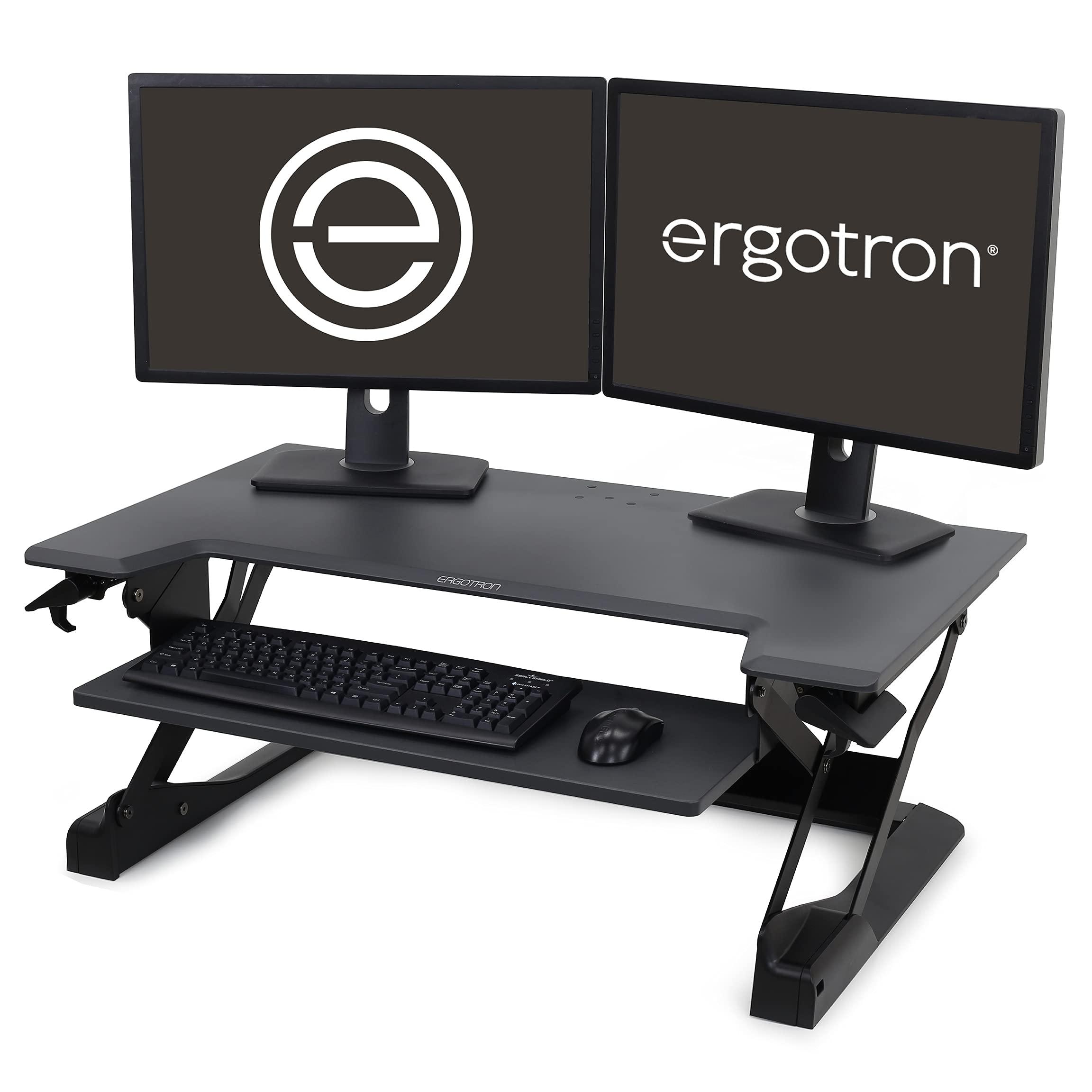 Ergotron - WorkFit-TL Standing Desk Converter, Dual Monitor Sit Stand Desk Riser for Tabletops - 37.5 Inch Width, Black