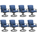 MELLCOM Patio Swivel Chair Set of 8, Heavy Duty Outdoor Dining Chairs with Thickened Cushions, Metal Patio Chairs Gentle Rocker 