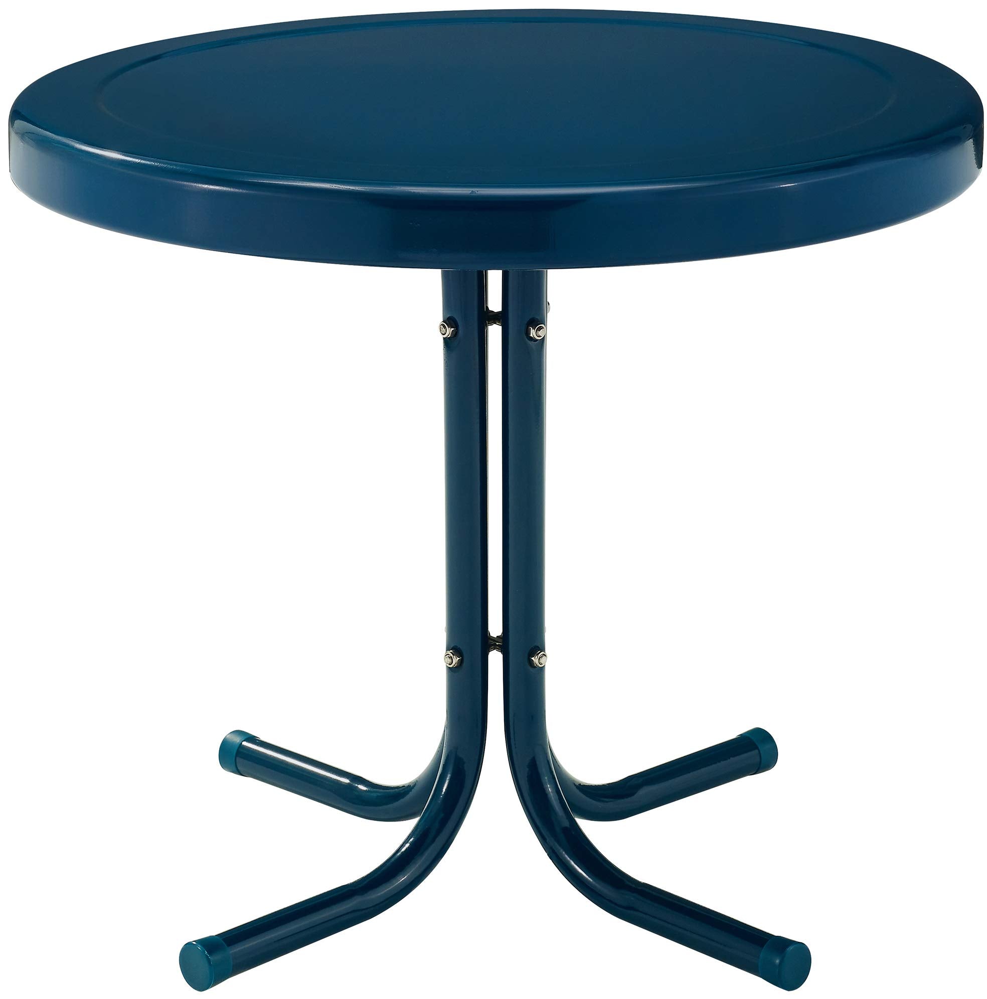 Crosley Furniture Griffith Weather Resistant Retro Metal Outdoor Side Table for Patio, Deck, Porch, Navy