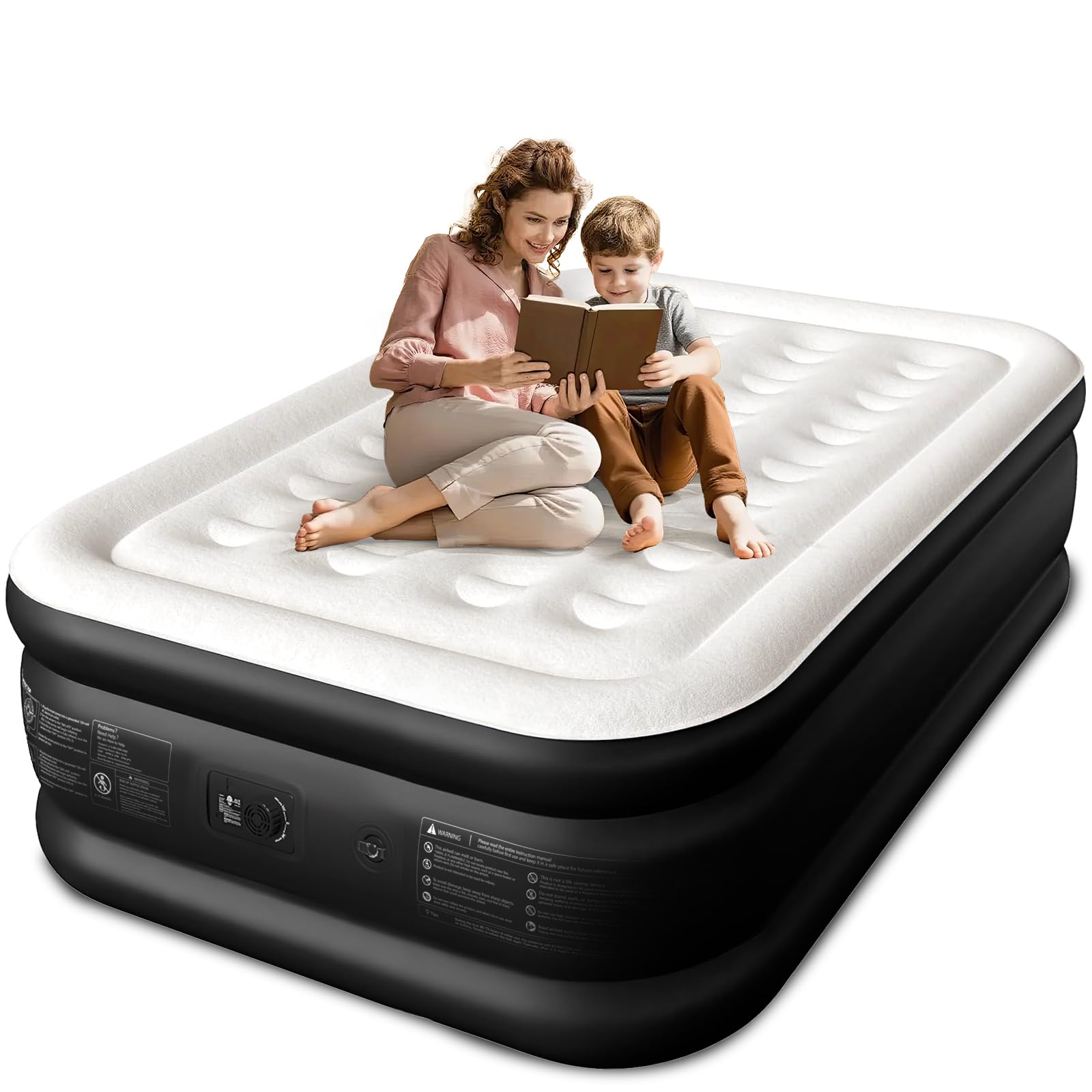 CHERIMOR Full Size Air Mattress with Built-in Pump, 18 Raised Comfort, 48Hr Leak-Proof Test, Upgraded Honeycomb Pillar Design, S