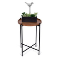 BIRDROCK HOME Folding Side Table with Removable Wood Tray - Black Metal Foldable Nightstand - Indoor Use Only - Bar Coffee Drink