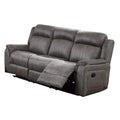 Benjara Fabric Manual Motion Sofa with Pillow Top Arms, Grey