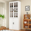 MOUMON Kitchen Pantry Storage Cabinet with Glass Doors, Pantry Cabinet and Kitchen Storage, Adjustable Shelves and Doors, for Ha