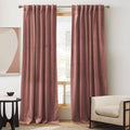 RYB HOME Soft Velvet Curtain for Home Decoration, Wild Rose Room Darkening Window Curtains & Drapes Thermal Insluated Noise Reud