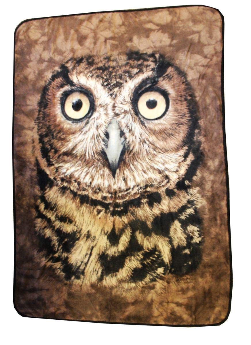 JUST FUNKY Owl Face Lightweight Fleece Throw Blanket | 45 x 60 Inches