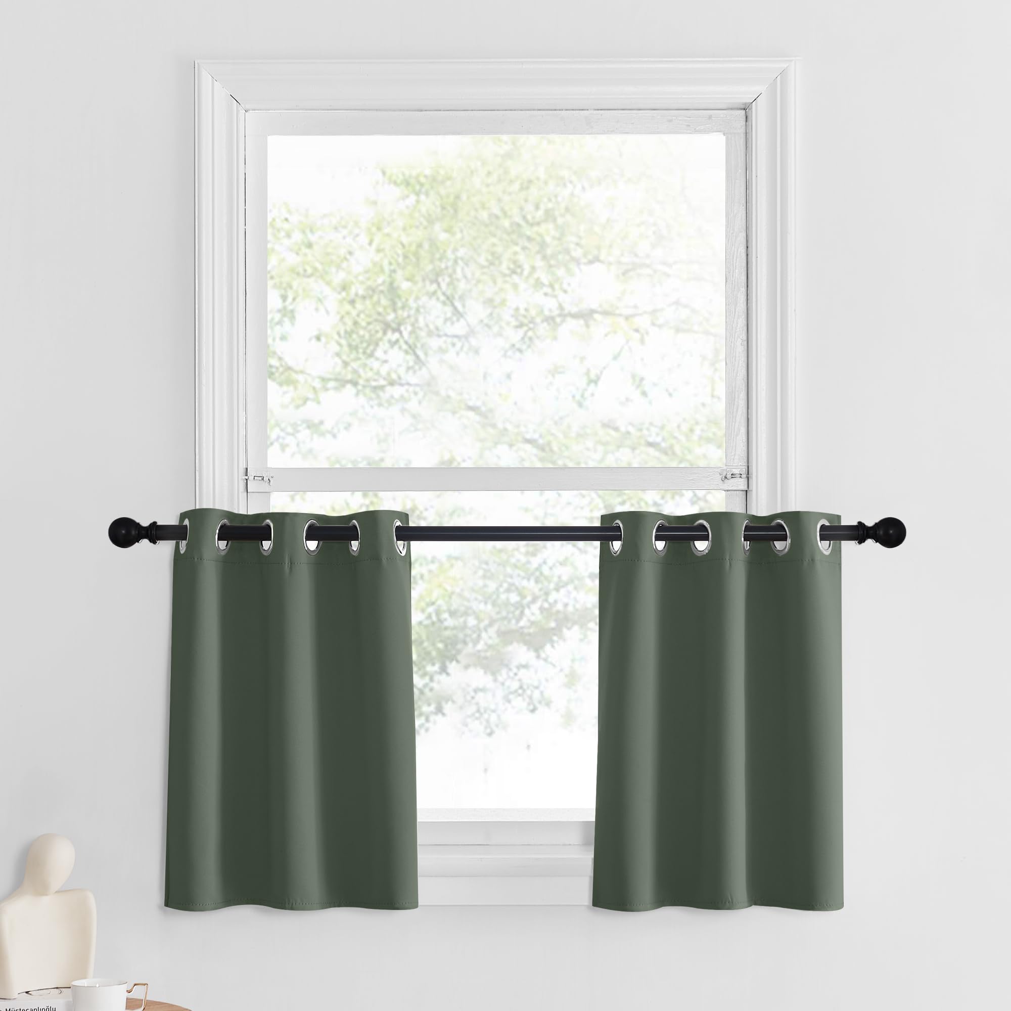 NICETOWN Valances for Windows - Farmhouse Short Curtain Valance 24 inch Long for Bathroom Kitchen, Small Window Curtains for Liv