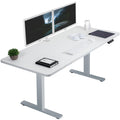 VIVO Electric Height Adjustable 60 x 30 inch Memory Stand Up Desk, White Table Top, Gray Frame, Standing Workstation with Preset
