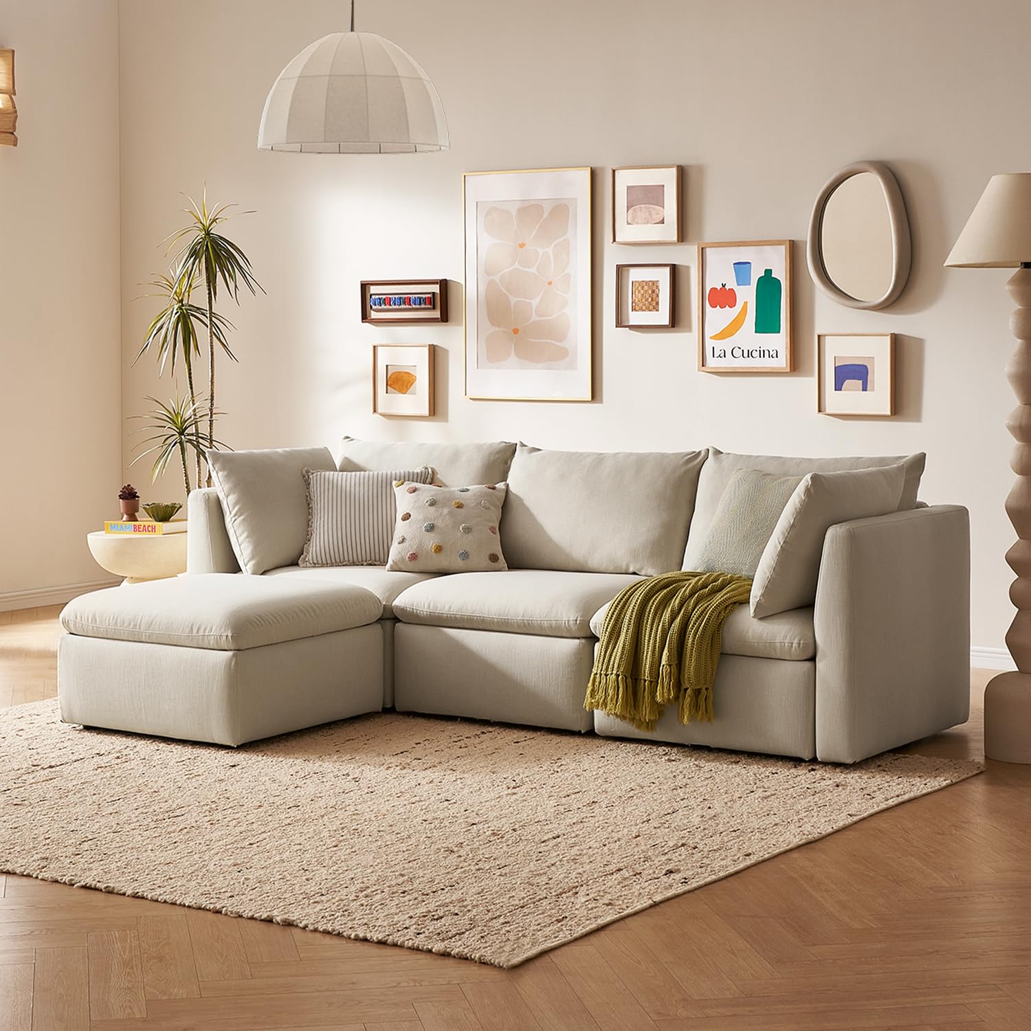 mopio Oversized Modular Sectional Sofa with Fully Removable Covers and Storage, Convertible U, L-Shaped and Sleeper Sectional, M