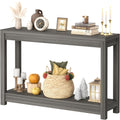 Besiost 47  Farmhouse Wood Entryway Table Narrow Console Table with Storage Behind Couch Sofa Table with Shelves Entry Way Table