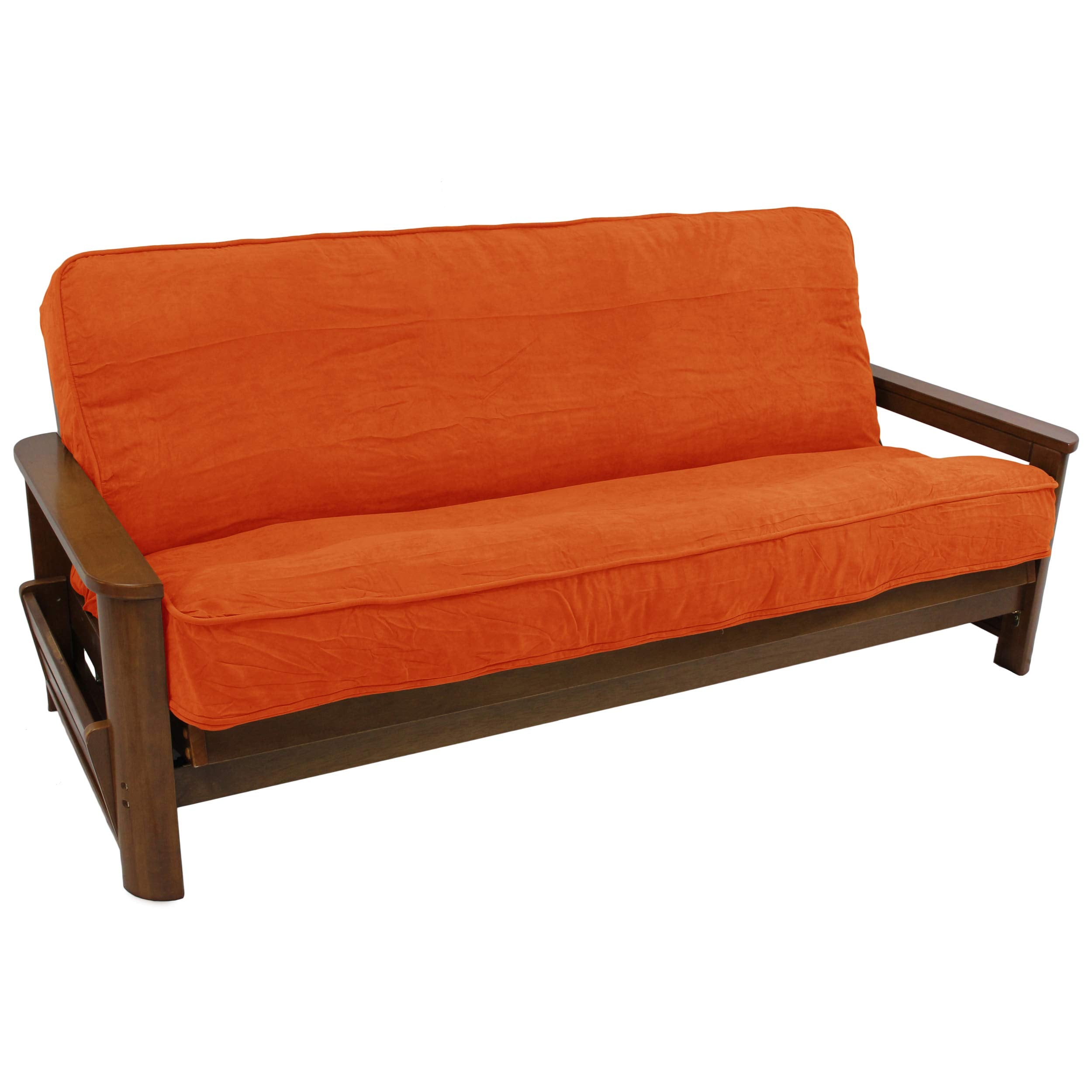 Blazing Needles Solid Microsuede Double Corded 8 to 9 Futon Cover, Full, Tangerine Dream