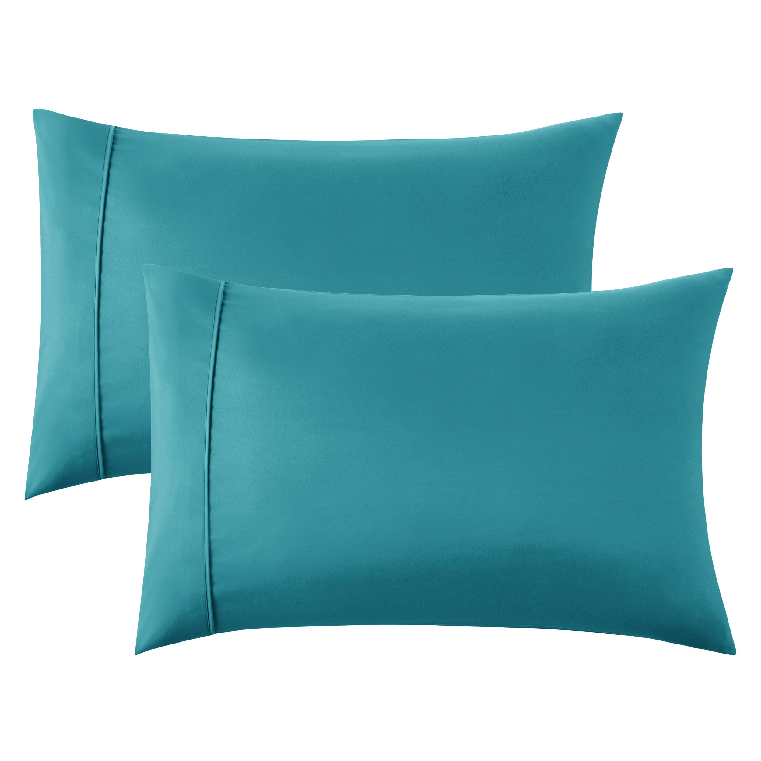 Bedsure Queen Pillow Cases Set of 2 - Teal Brushed Microfiber Pillowcase 2 Pack, Super Soft and Cozy Pillow Case Covers with Env