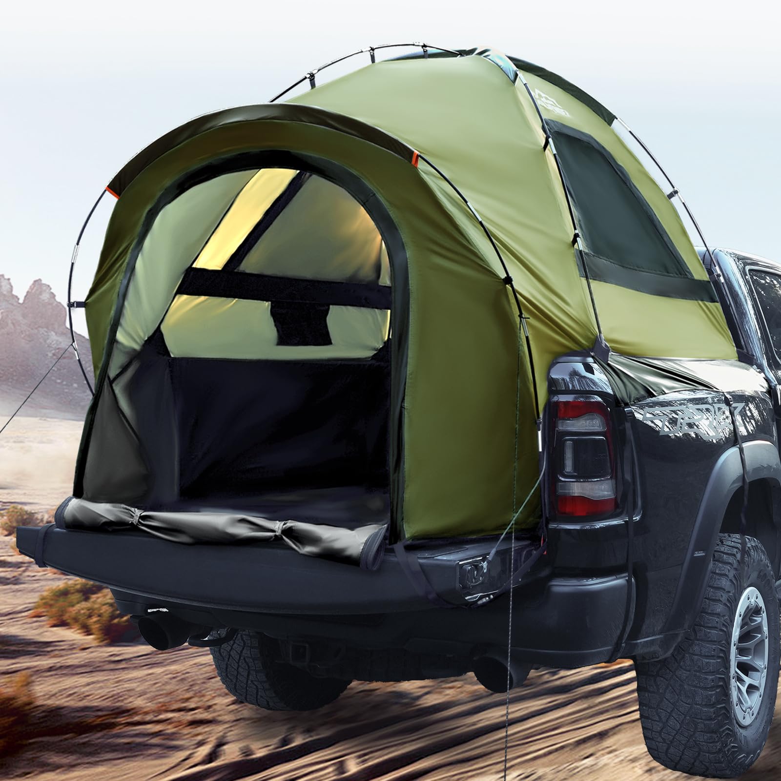 Truck Bed Tent, Waterproof PU3000mm Pickup Truck Tent for Camping 5.5-6.0 Ft Bed, 2-3 Person Sleeping Truck Tent, Portable for C