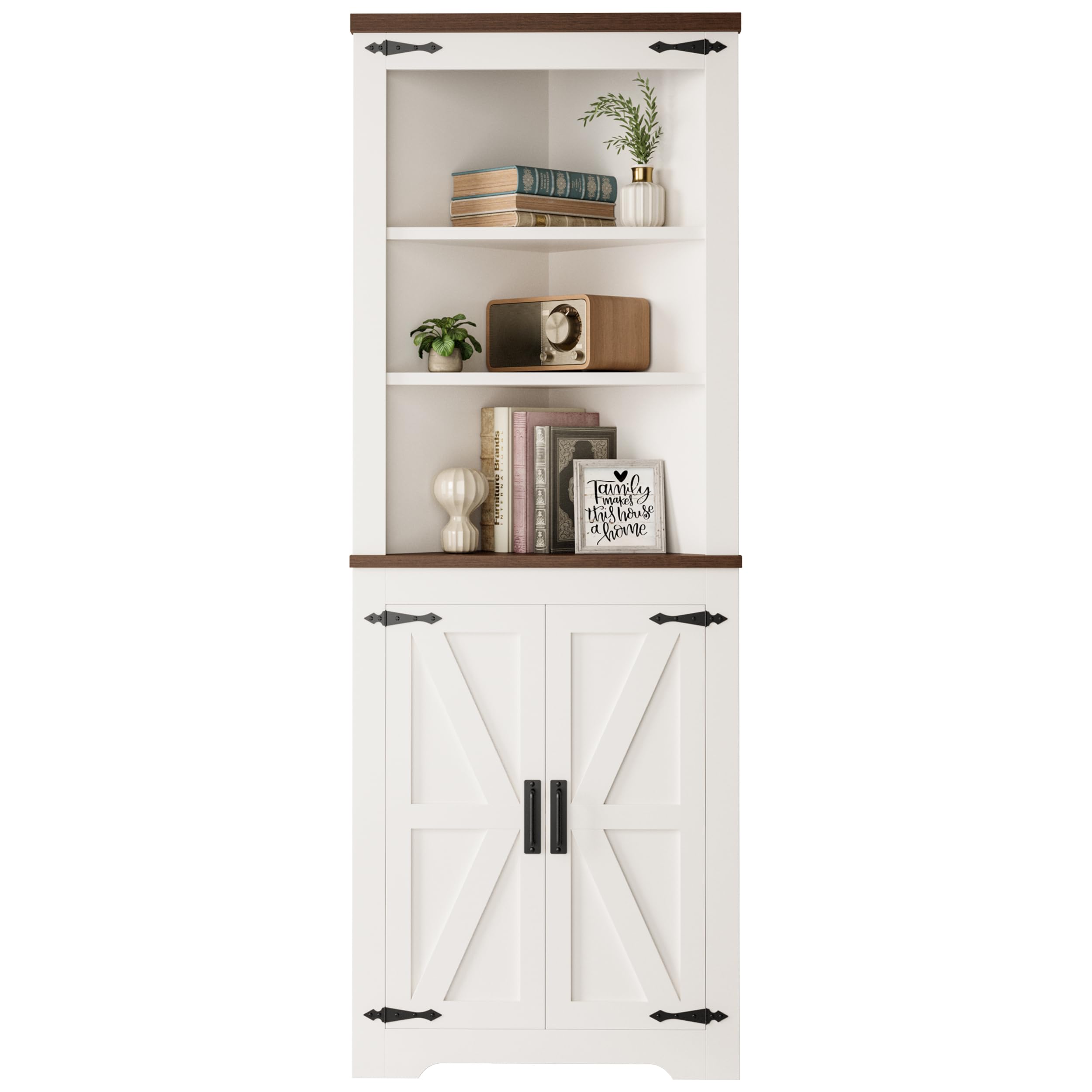 IRONCK Corner Cabinet, 68 Tall Corner Storage Cabinet with Doors and 5-Tier Corner Shelves for Bathroom, Freestanding Bookcase