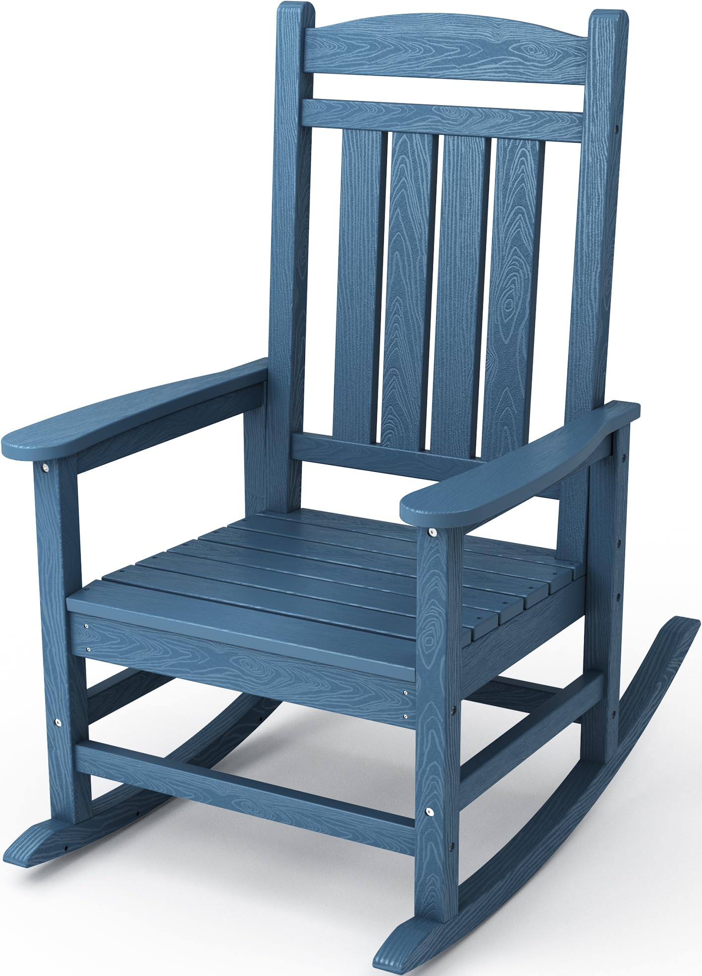 KINGYES HDPE Rocking Chairs Outdoor, Patio Rocking Chairs with 330lbs Support, Smooth Porch Rocker for Deck Lawn Yard, Blue