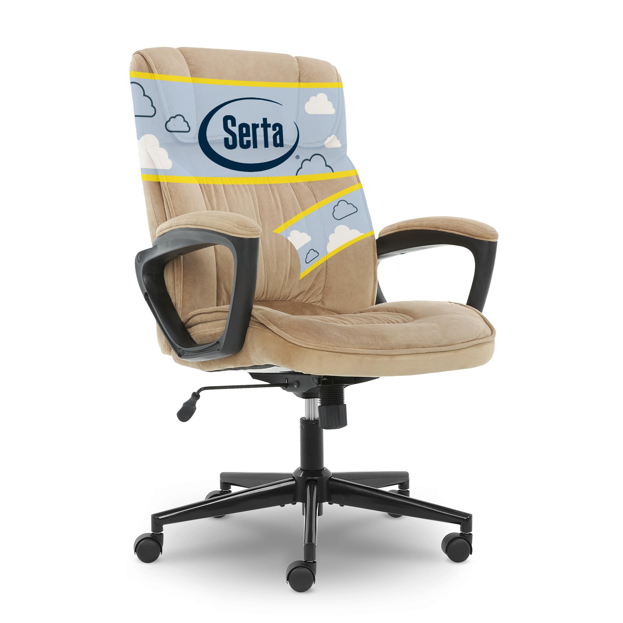 Serta Hannah Executive Home Office Desk Chair, Ergonomic Mid-Back with Lumbar Support, Firm Seat Cushion, Layered Body Pillows, 