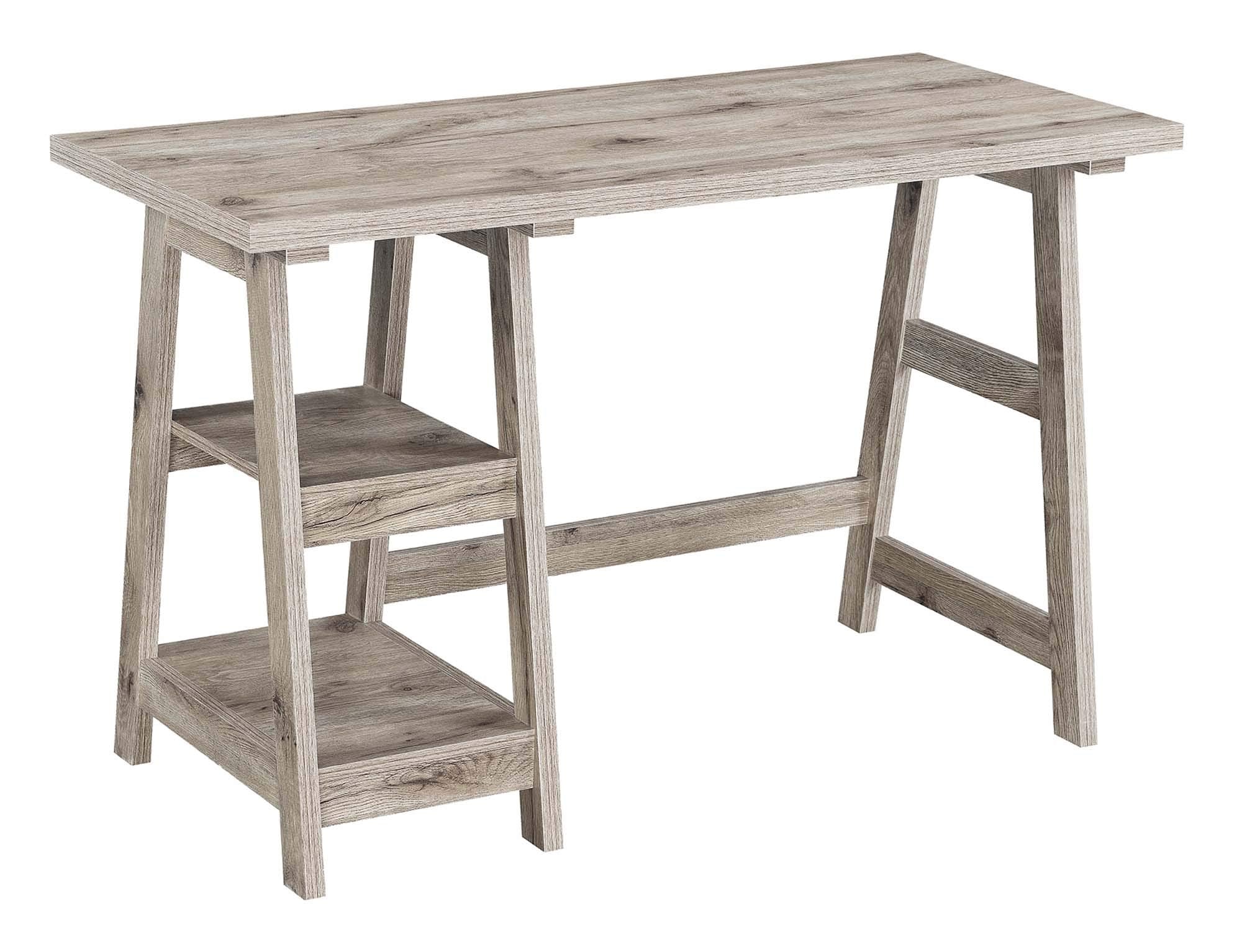 Convenience Concepts Designs2Go Trestle Desk with Shelves, 47, Sandstone