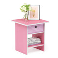 Furinno Dario End Table / Side Table / Night Stand / Bedside Table with Bin Drawer, 1-Pack, Pink/Light Pink