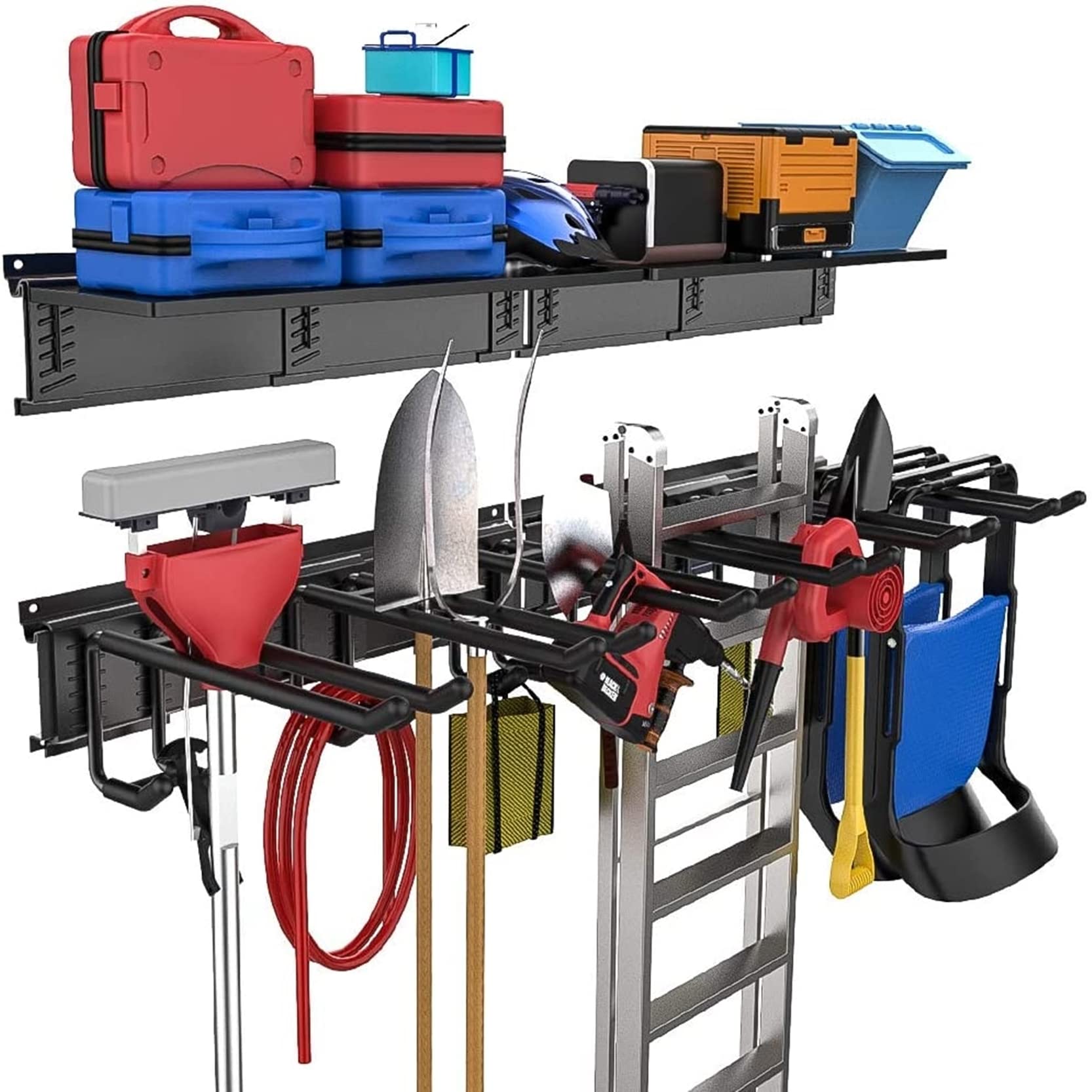 TORACK Garage Storage Organizer Systems, Wall Mount Overhead shelving, 48 inch Heavy Duty Steel Tool Racks, 6-Pack 12 Double H