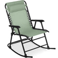 Best Choice Products Outdoor Folding Rocking Chair, Zero Gravity Lounge Chair, Patio Rocker w/Headrest Pillow - Sage Green