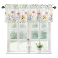 YOKOU Kitchen Curtain Valance, Flower Spring Wildflowers Farm Floral Leaf Plant Short Rod Pocket Window Curtain for Bedroom, Bat