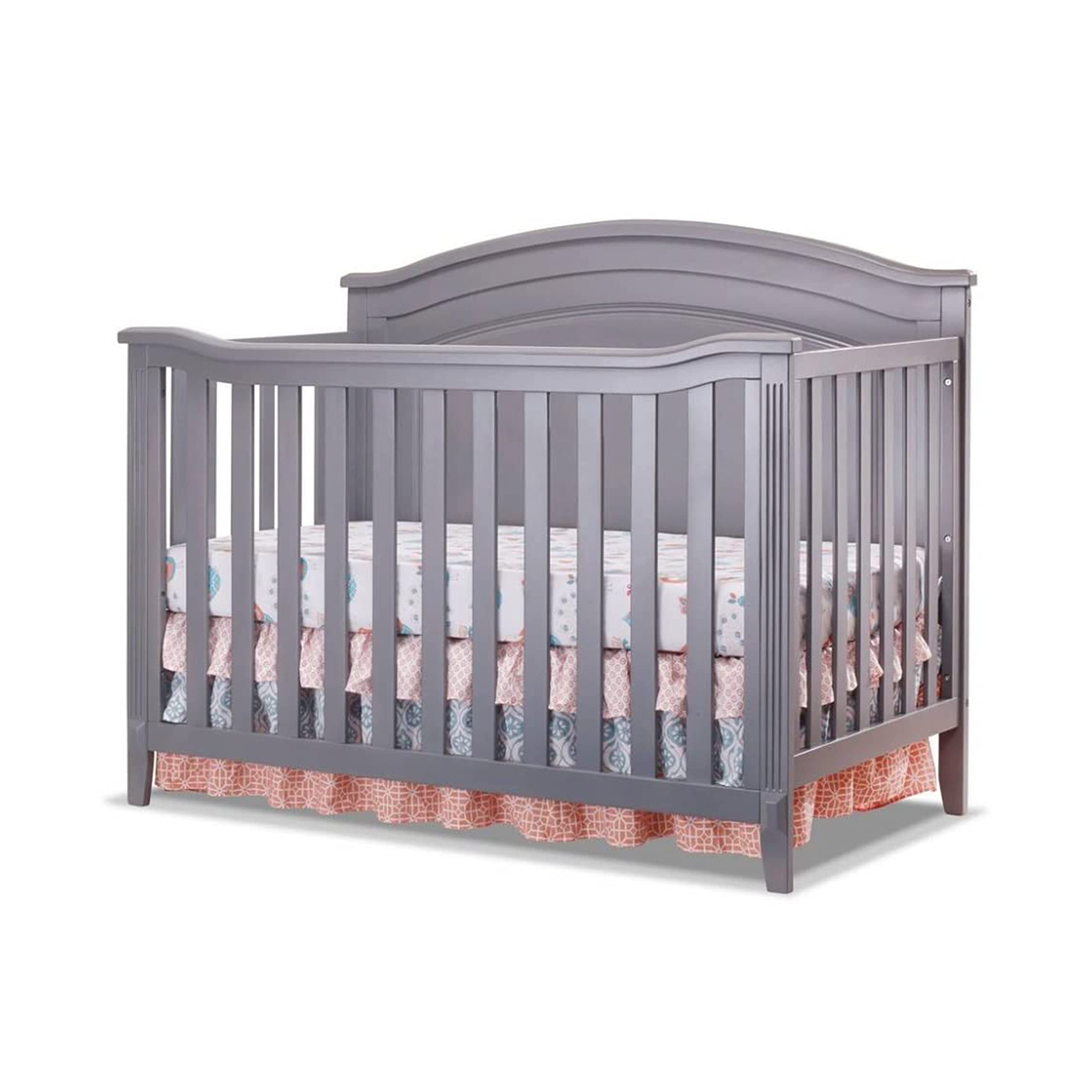 SORELLE FURNITURE Berkley Round Top Crib, Classic 4-in-1 Convertible Crib, Made of Wood, Non-Toxic Finish, Wooden Baby Bed, Todd