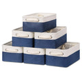 Bidtakay Small Canvas storage baskets with Handles [6 Pack] Navy Blue Fabric Storage Bins 11.8 x 7.8 x 5 inches Decorative stora