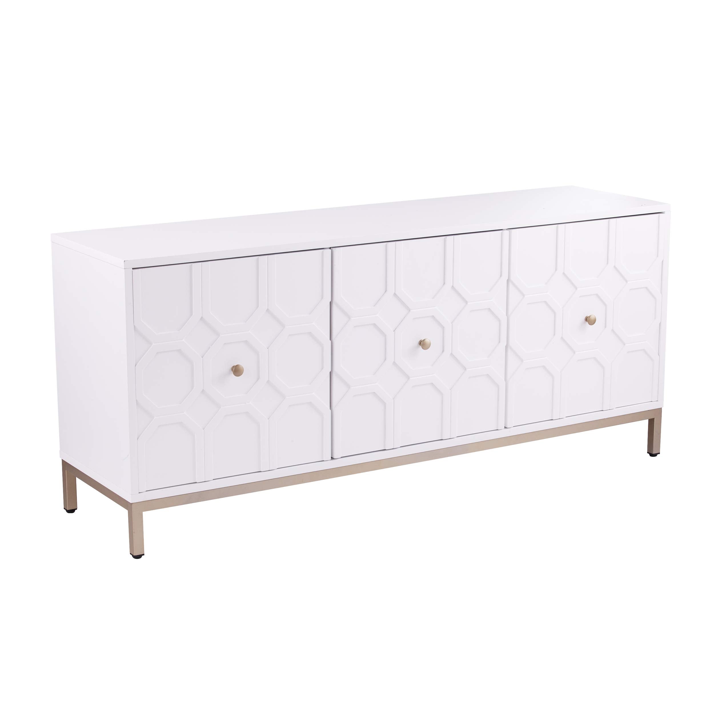 SEI Furniture Gramdlynn Antique Three-Door Accent Cabinet, White