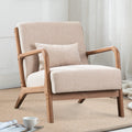 INZOY Mid Century Modern Accent Chair with Wood Frame, Upholstered Living Room Chairs with Waist Cushion, Reading Armchair for B