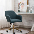 Modern Faux Fur Home Office Chair, Upholstered Elegant Makeup Vanity Chair for Teen Girls Swivel Desk Chair with Gold Base, Heig