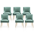 Dining Chairs,Modern Living Room Chairs, Velvet Upholstered Dining Room Chairs with Gold Legs,Tufted Accent Chair Set of 6 for R