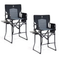 EVER ADVANCED 2 Piece Portable 30.7 Seat Height Tall Folding Camping Chair Directors Chair High with Side Table for Makeup Artis