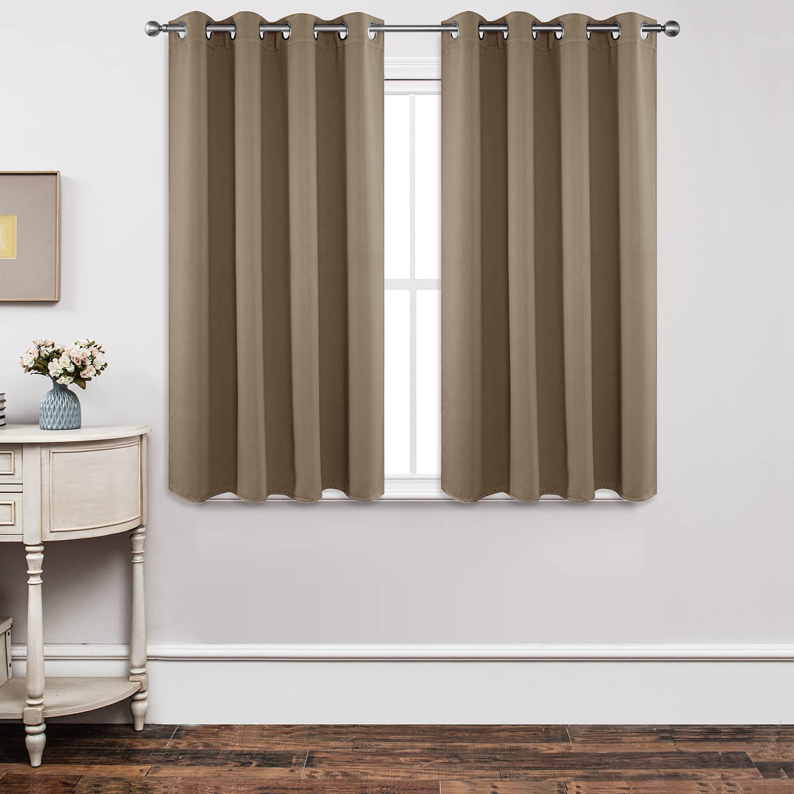 Joydeco Blackout Curtains 54 Inch Length 2 Panels Set, Thermal Insulated Long Curtains& Drapes 2 Burg, Room Darkening Grommet Cu
