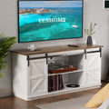 YESHOMY Farmhouse TV Stand and Entertainment Center for Televisions up to 65 Inchs, with Sliding Barn Doors and Storage Cabinets