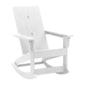 Flash Furniture Finn Modern Commercial Grade Poly Resin Wood Adirondack Rocking Chair - All Weather White Polystyrene - Dual Sla