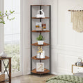 IRCPEN 6 Tier Corner Shelf, Industrial 63.1 Tall Ladder Corner Storage Shelf with Adjustable Feet,Rustic Display Rack Multipurpo