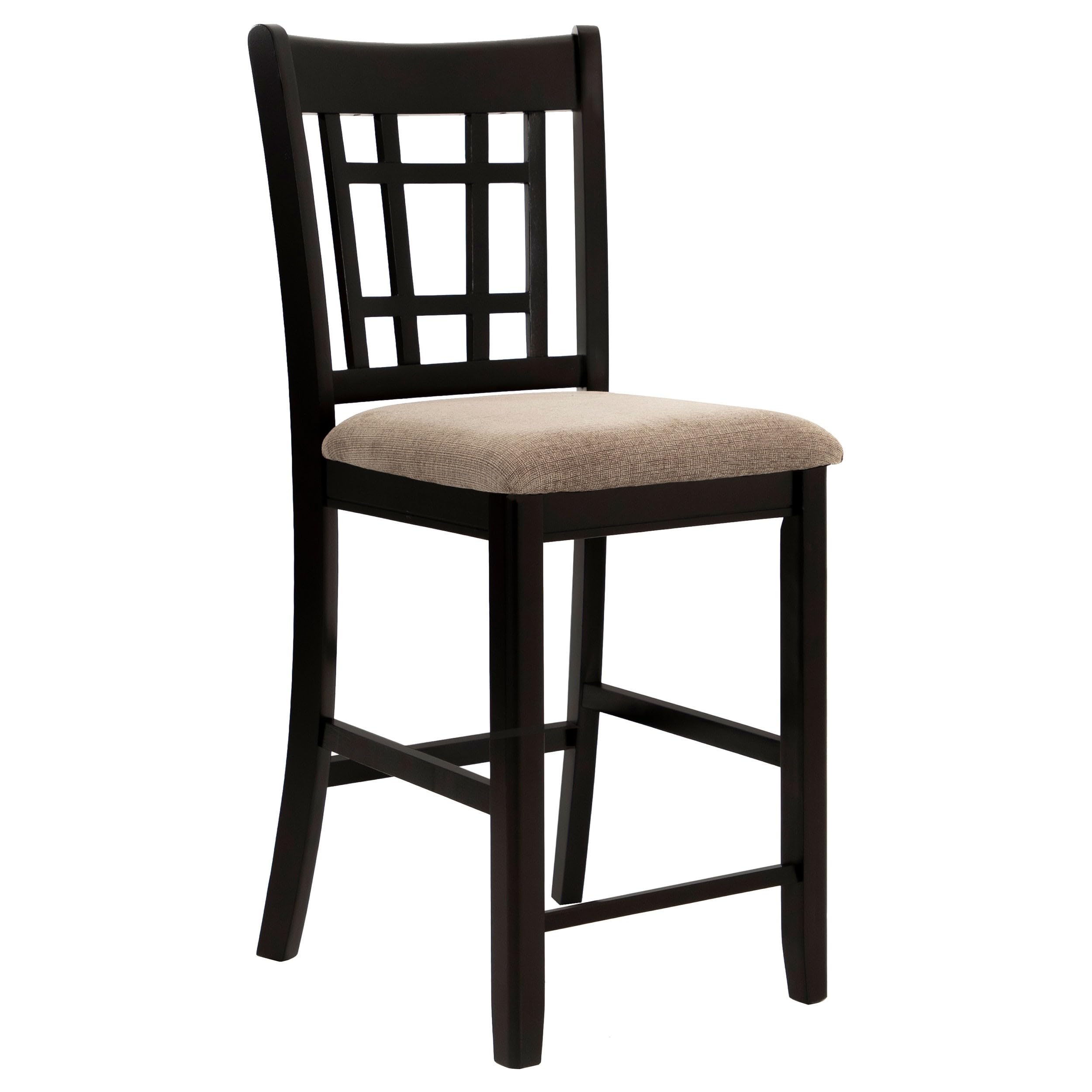 Benjara Benzara Wooden Armless Counter Height Chair, Set of Two, Beige and Brown,