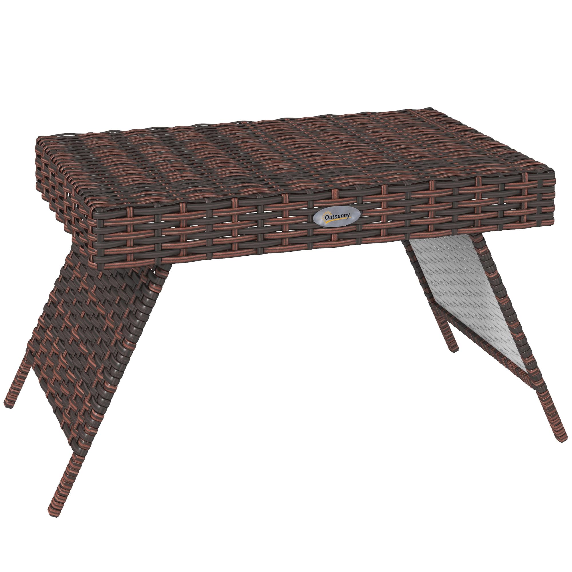 Outsunny Folding Rattan Side Table, Outdoor End Table, Hand Woven PE Rattan Coffee Table for Balcony, Backyard, Garden, Lawn, Co
