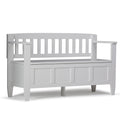 SIMPLIHOME Brooklyn Entryway Storage Bench - 48 inch Wide Solid Wood Storage Seat in White, Contemporary Bench for Entryway or L