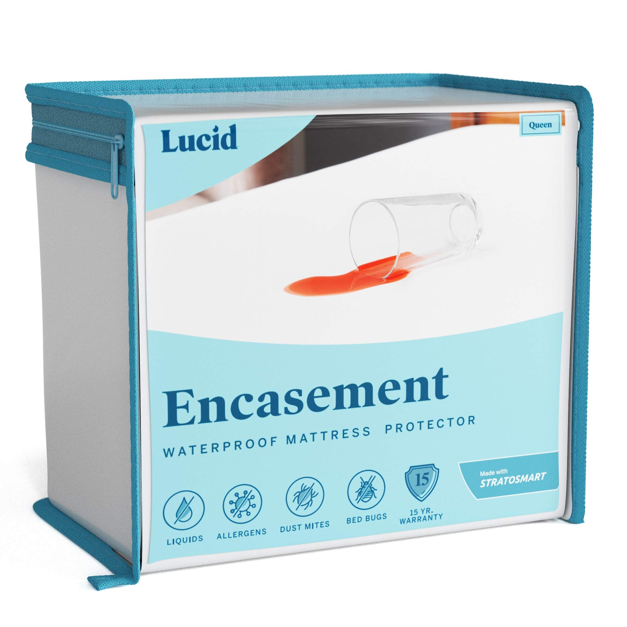 LUCID Encasement Mattress Protector - Completely Surrounds Mattress for Waterproof Protection, White, California King