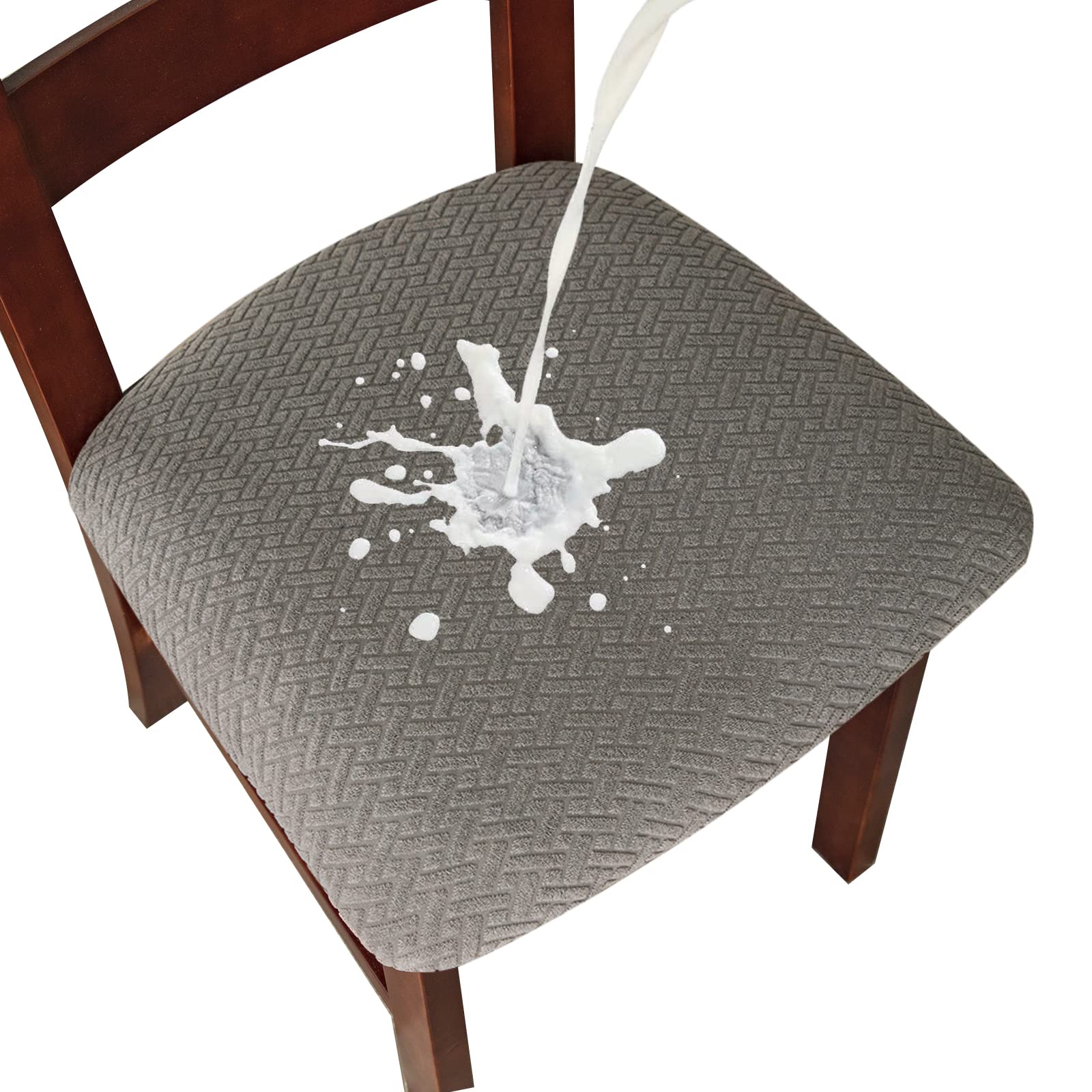 Genina Waterproof Seat Covers for Dining Room Chairs covers dining chair seat covers Kitchen Chair Covers slipcovers (Grey, 4 Pc