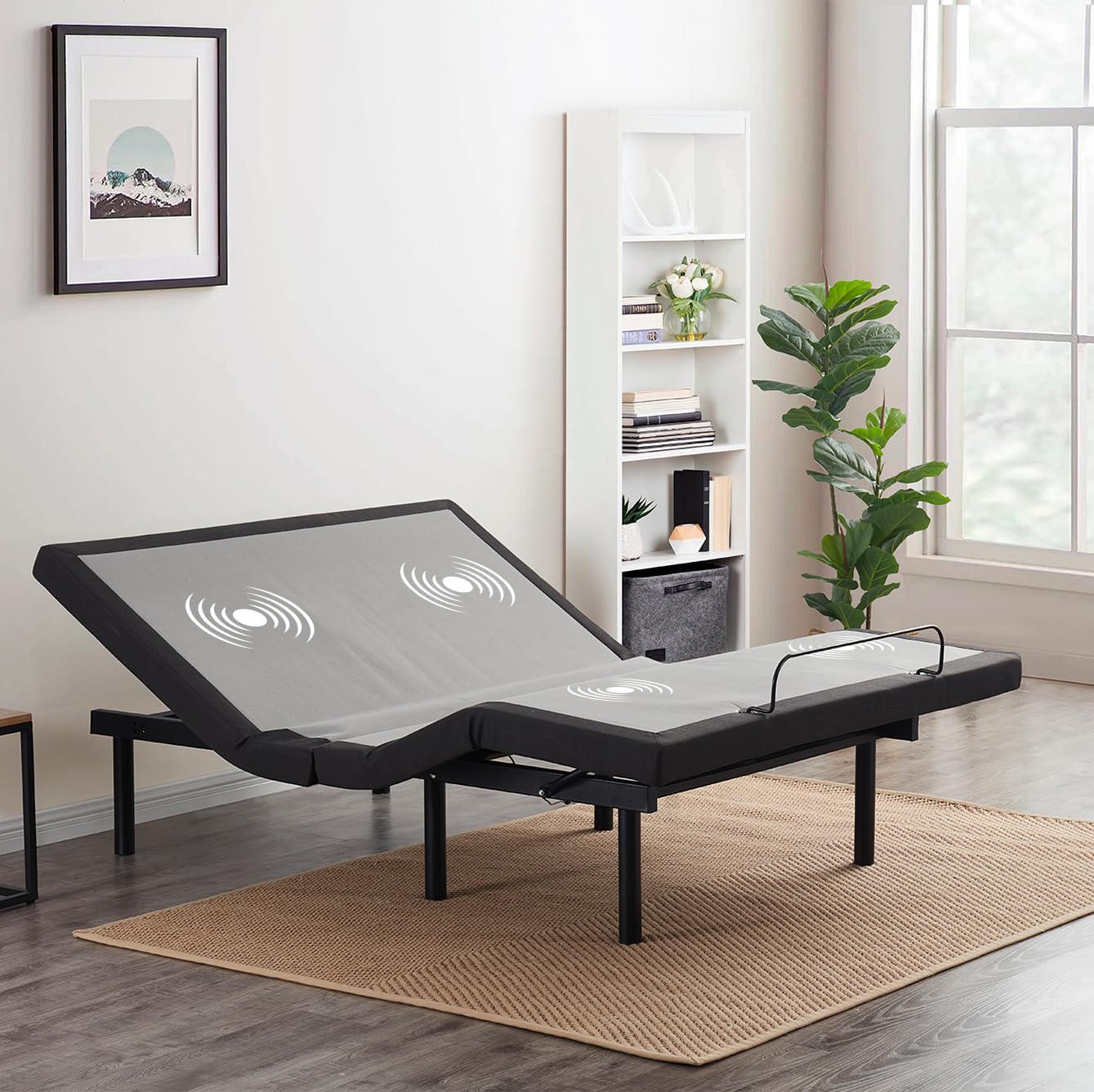 Nestl Adjustable Bed Frame, Zero Clearance Adjustable Massage Bed Frame with Wireless Remote, Adjustable Bed Base Head & Foot Ma