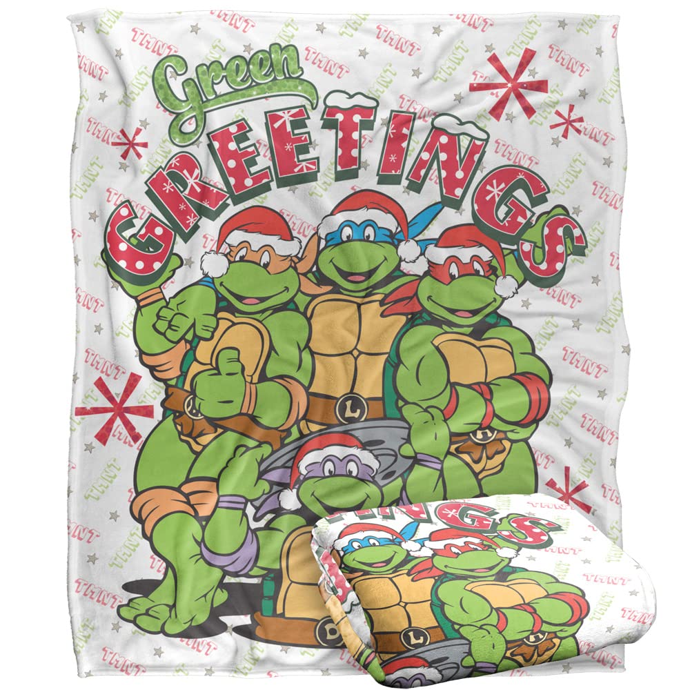 TMNT Teenage Mutant Ninja Turtles Blanket, 50x60 Green Greetings Silky Touch Super Soft Throw Blanket