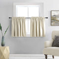 DONREN 36 Inches Long Tier Curtains - Room Darkening Rod Pocket Small Curtains for Small Window (30 W x 36 L,2 Panels,Cream Beig