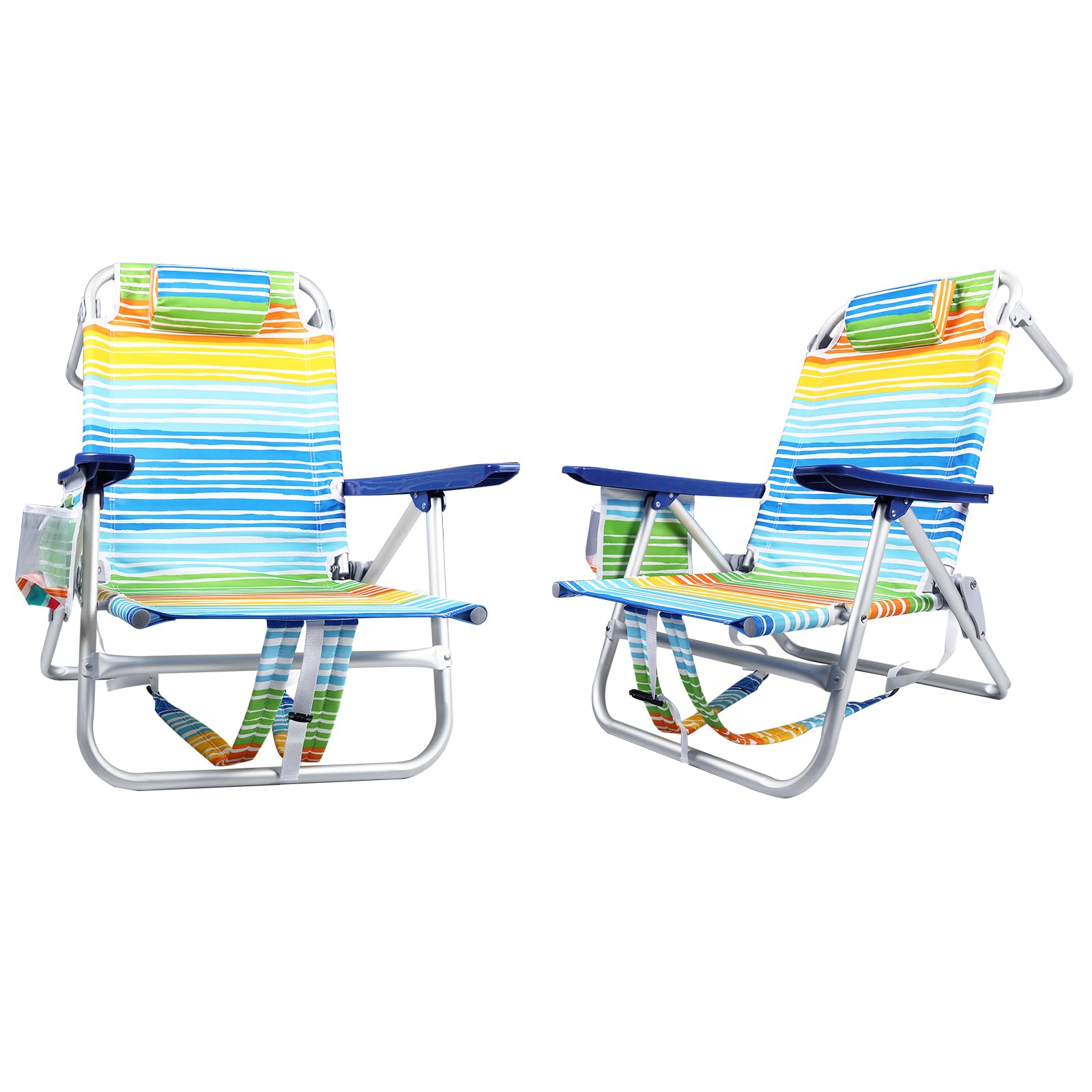 LEMBERI Backpack Beach Chairs for Adults,1/2 Pack Folding Heavy Duty Camping Chair with Large Pockets and Cup Holder,Adjustable 