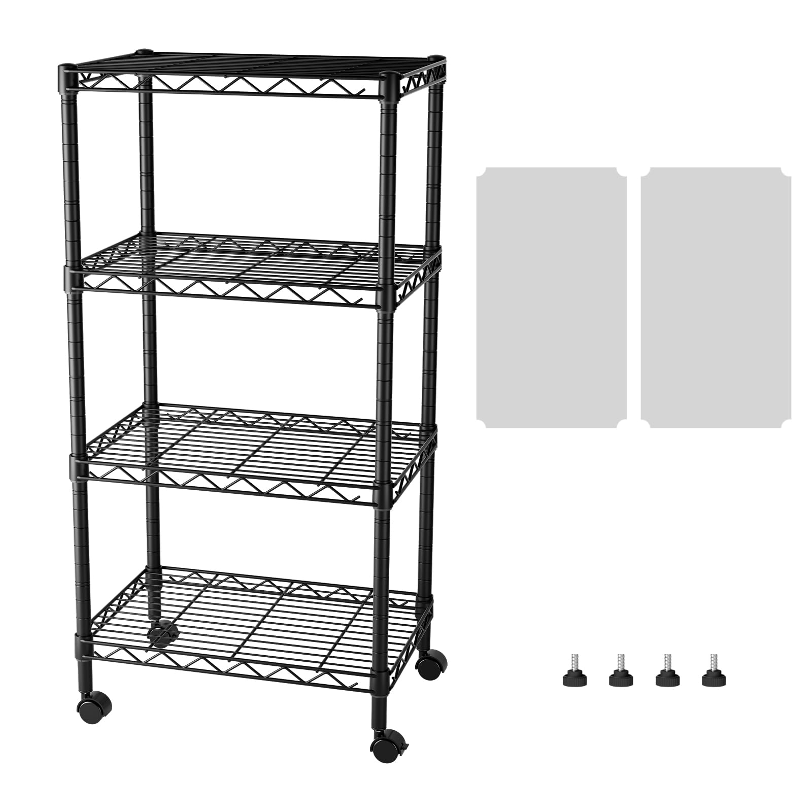 SINGAYE 4 Small Shelves Storage Shelf Wire Shelving Unit Metal Shelf Adjustable Organizers Storage Shelving with Wheels for Bath