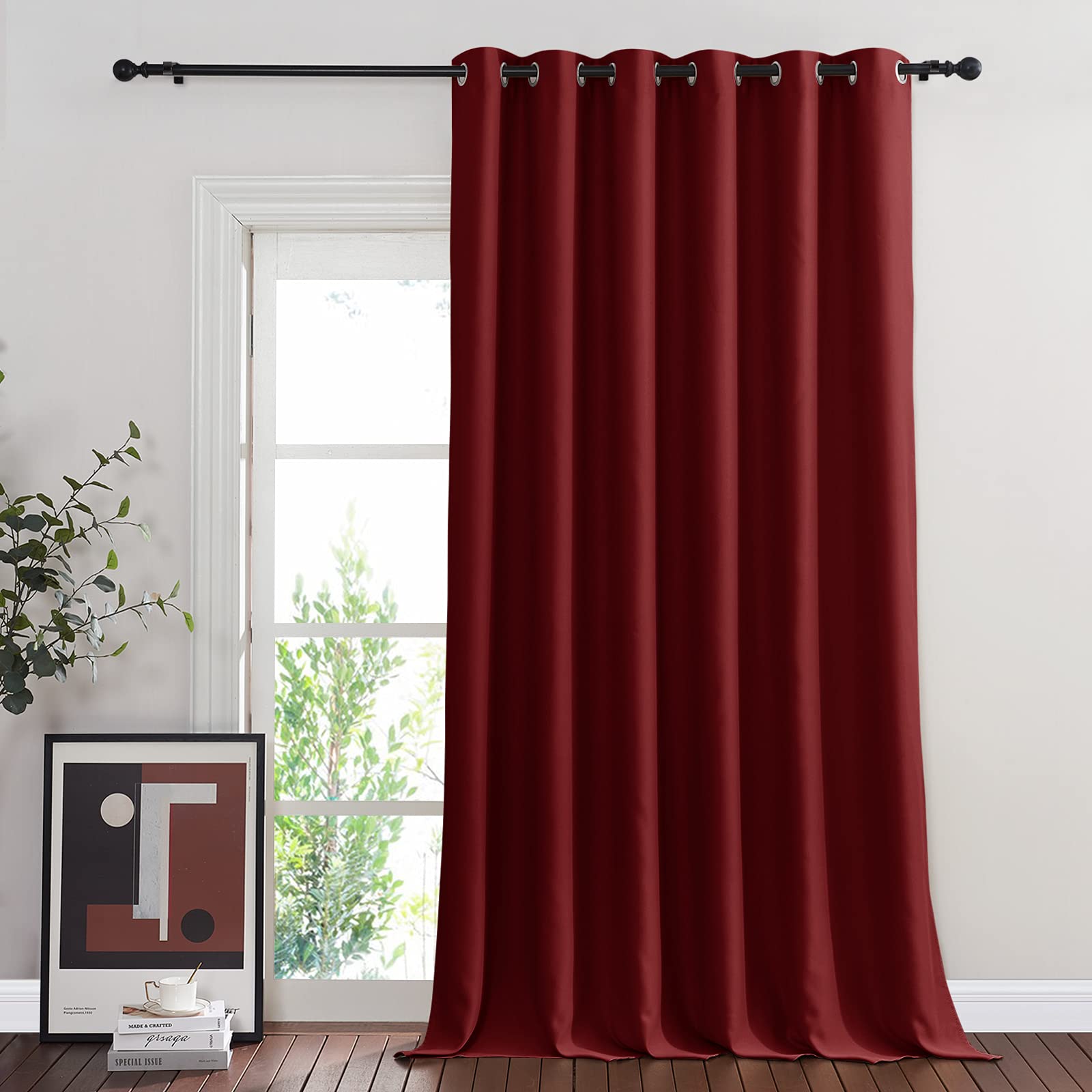 NICETOWN Glass Door Curtain for Windows, Extra Wide Thermal Insulated Curtain Panel Room Darkening Curtain Drape for French Door