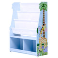 Fantasy Fields Sunny Safari 3 Tier Kids Bookshelf, Wooden Kids Book Sling Rack with Toy Storage for Playroom, Nursery, Kids Room