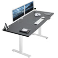 VIVO Electric Height Adjustable 71 x 30 inch Memory Stand Up Desk, Black Table Top, White Frame, Standing Workstation with Prese